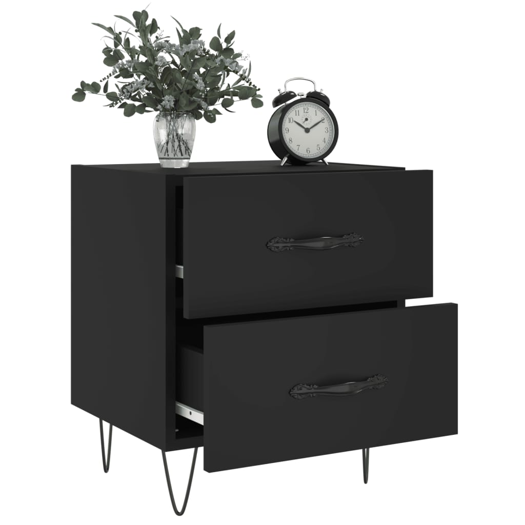 Tables de chevet 2 pcs. Noir 40x35x47,5 cm en bois