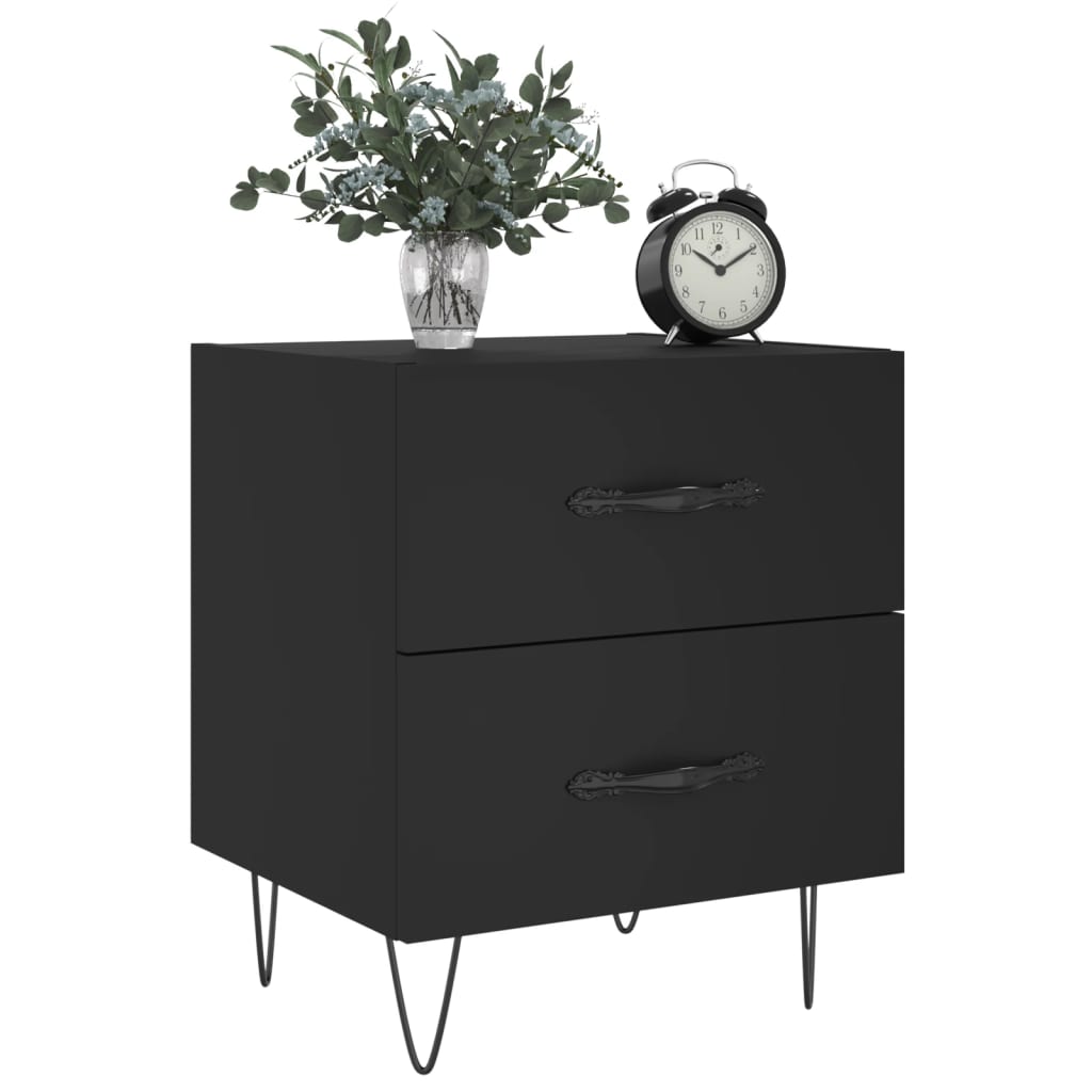 Tables de chevet 2 pcs. Noir 40x35x47,5 cm en bois