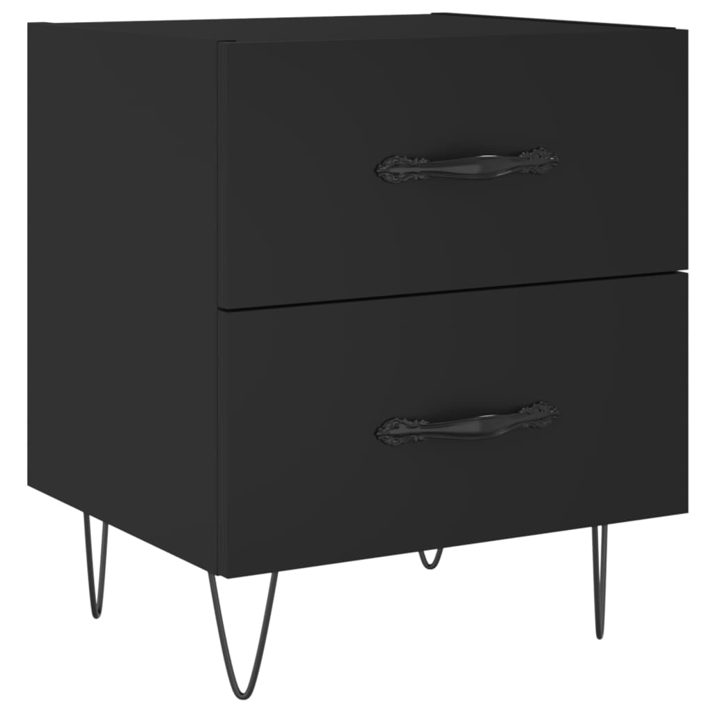 Tables de chevet 2 pcs. Noir 40x35x47,5 cm en bois