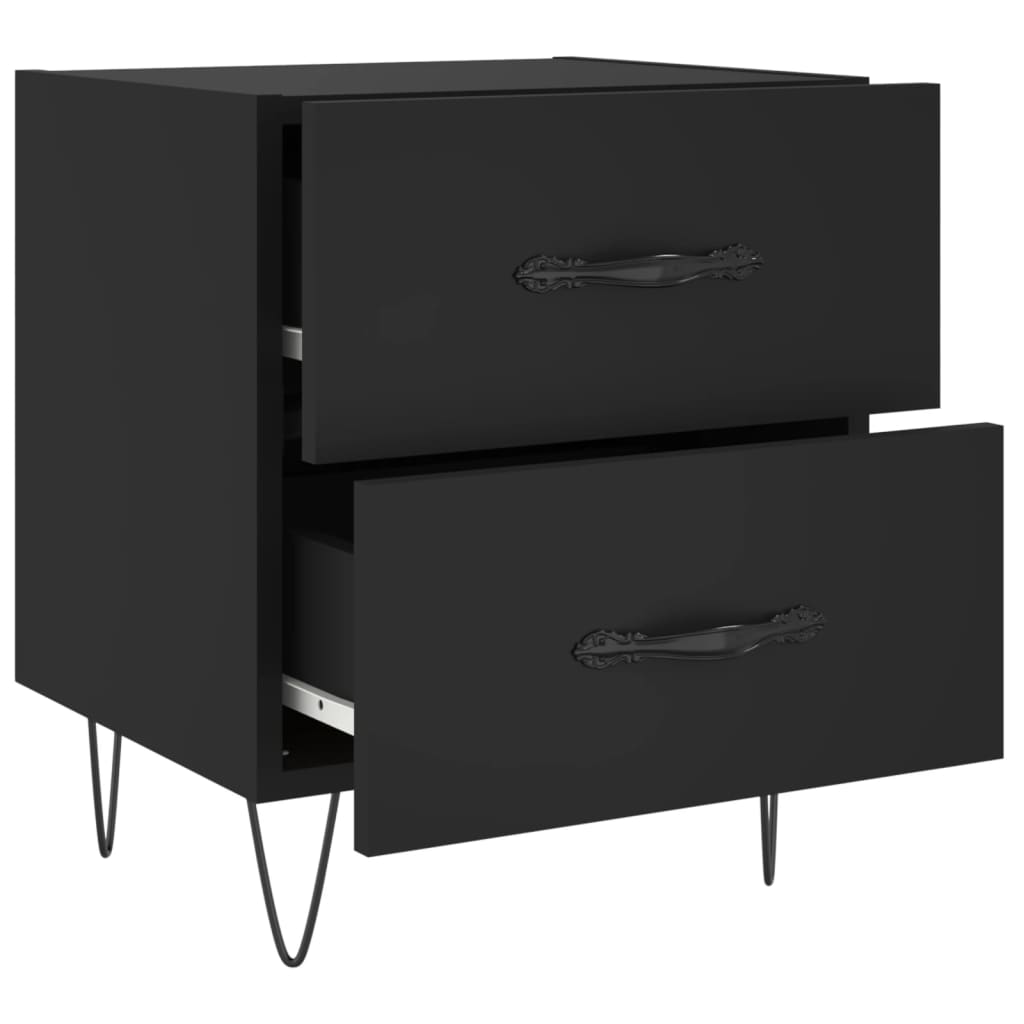 Tables de chevet 2 pcs. Noir 40x35x47,5 cm en bois