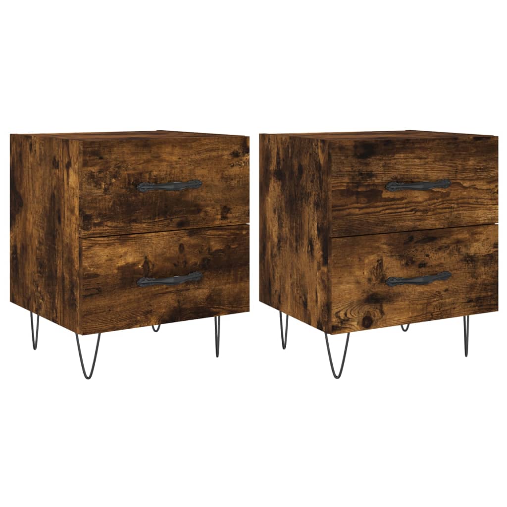 Tables de chevet 2 pcs. chêne fumé 40x35x47,5 cm matériau bois