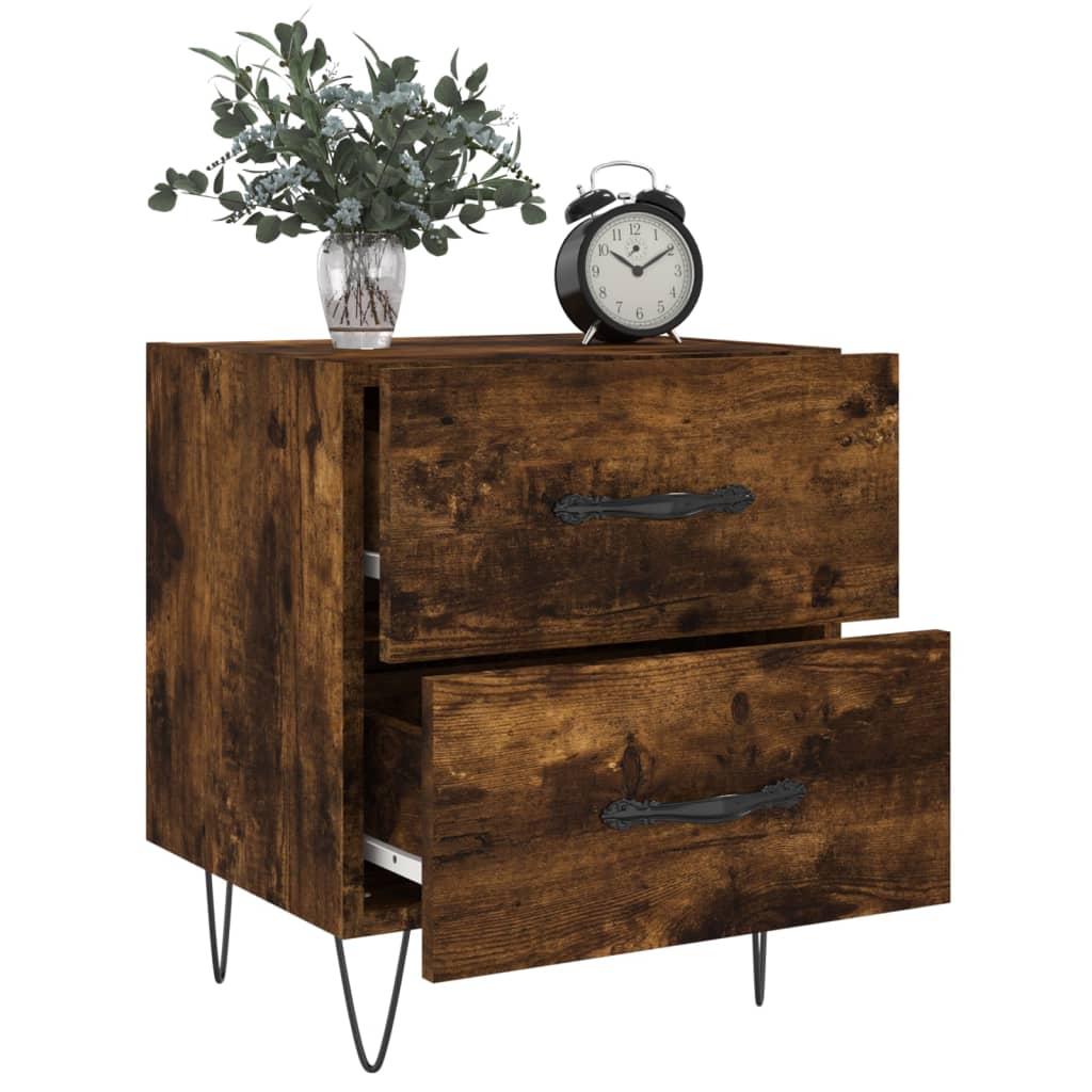 Tables de chevet 2 pcs. chêne fumé 40x35x47,5 cm matériau bois