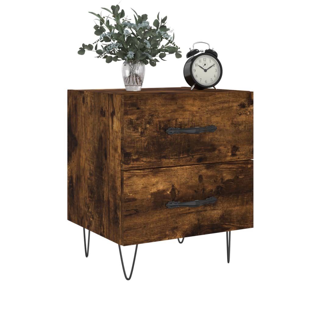 Tables de chevet 2 pcs. chêne fumé 40x35x47,5 cm matériau bois
