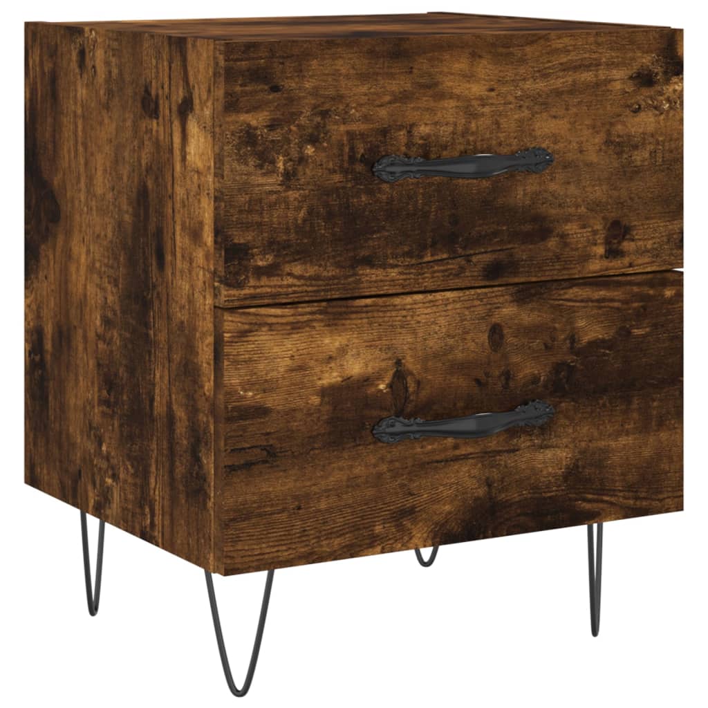 Tables de chevet 2 pcs. chêne fumé 40x35x47,5 cm matériau bois