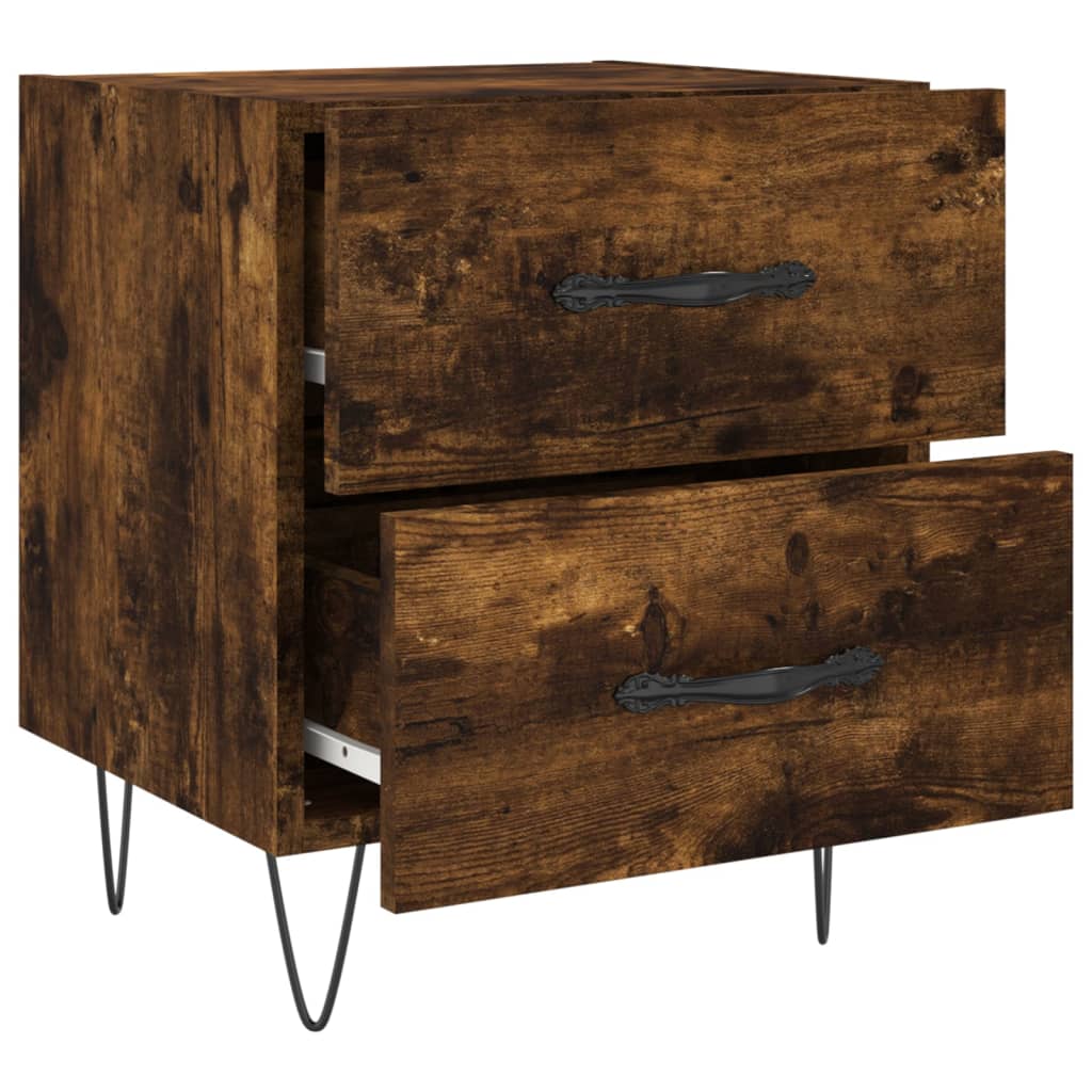 Tables de chevet 2 pcs. chêne fumé 40x35x47,5 cm matériau bois