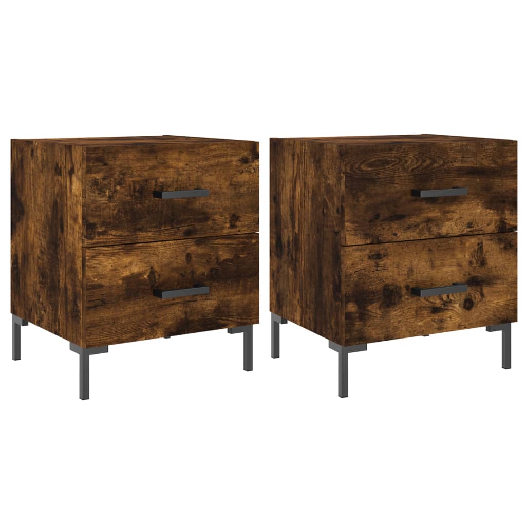 Tables de chevet 2 pcs. chêne fumé 40x35x47,5 cm matériau bois
