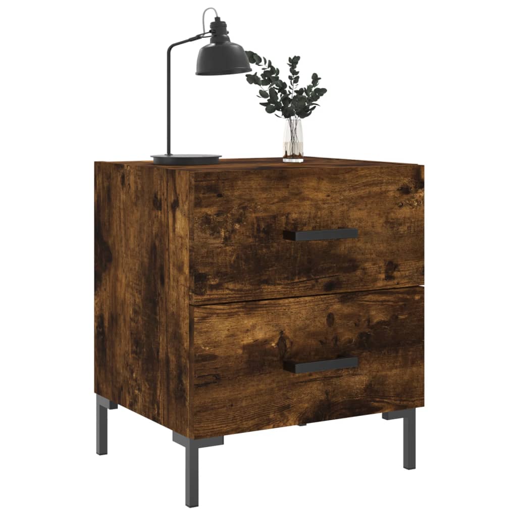 Tables de chevet 2 pcs. chêne fumé 40x35x47,5 cm matériau bois