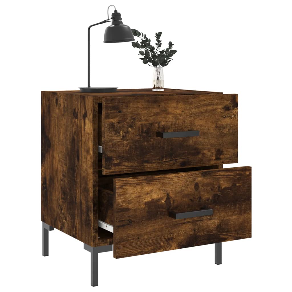 Tables de chevet 2 pcs. chêne fumé 40x35x47,5 cm matériau bois
