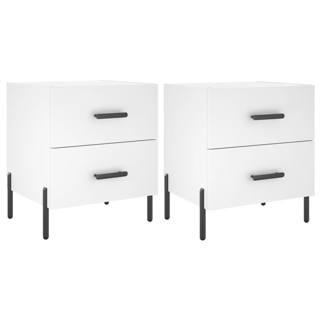 Bedside tables 2 pcs. White 40x35x47.5 cm wood material