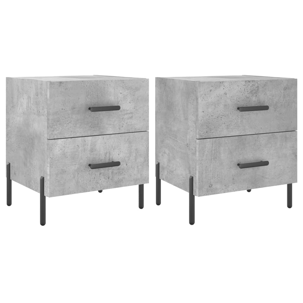 Bedside tables 2 pcs. Concrete grey 40x35x47.5 cm wood material