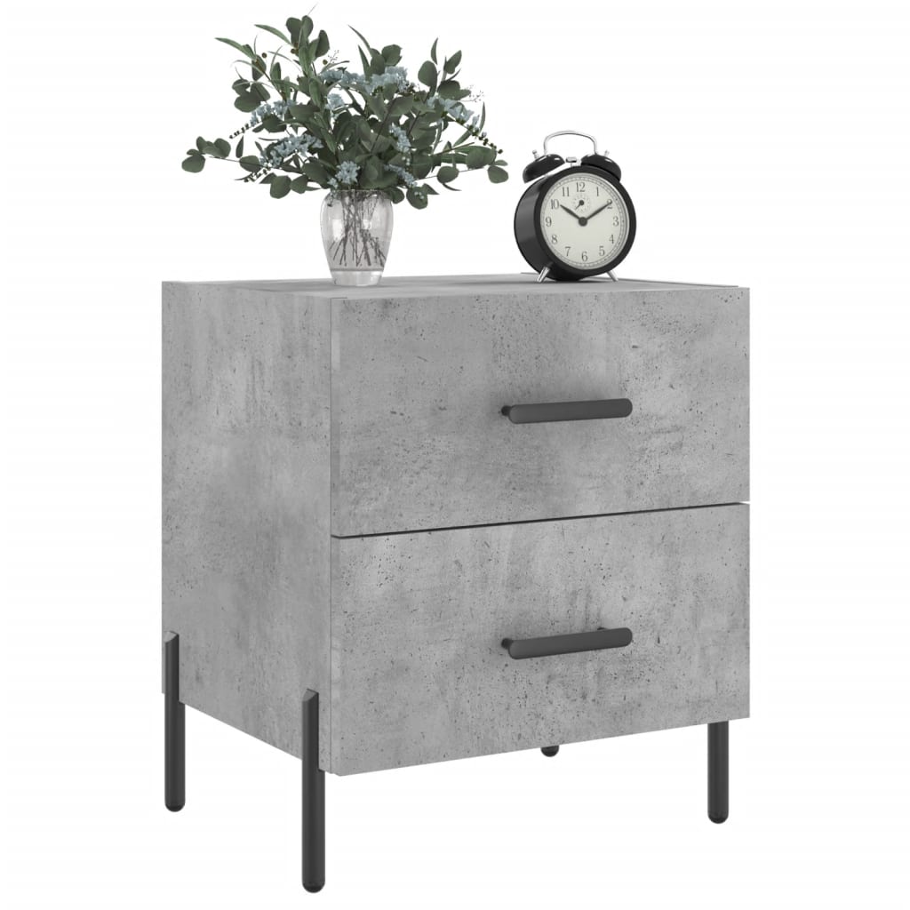 Bedside tables 2 pcs. Concrete grey 40x35x47.5 cm wood material