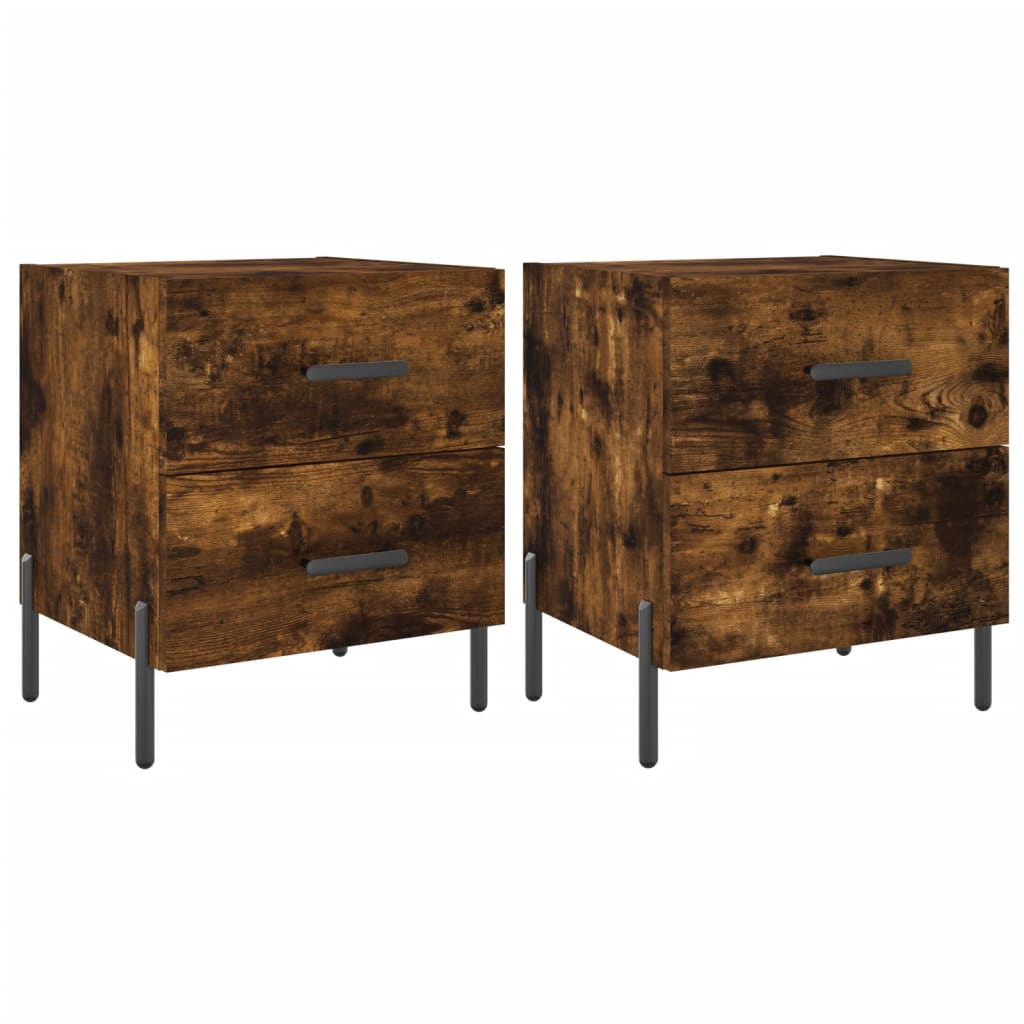 Tables de chevet 2 pcs. chêne fumé 40x35x47,5 cm matériau bois
