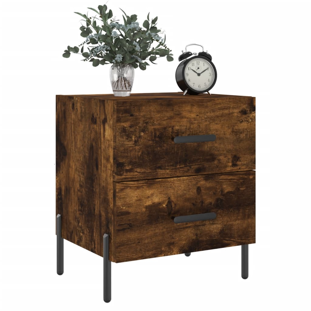 Tables de chevet 2 pcs. chêne fumé 40x35x47,5 cm matériau bois