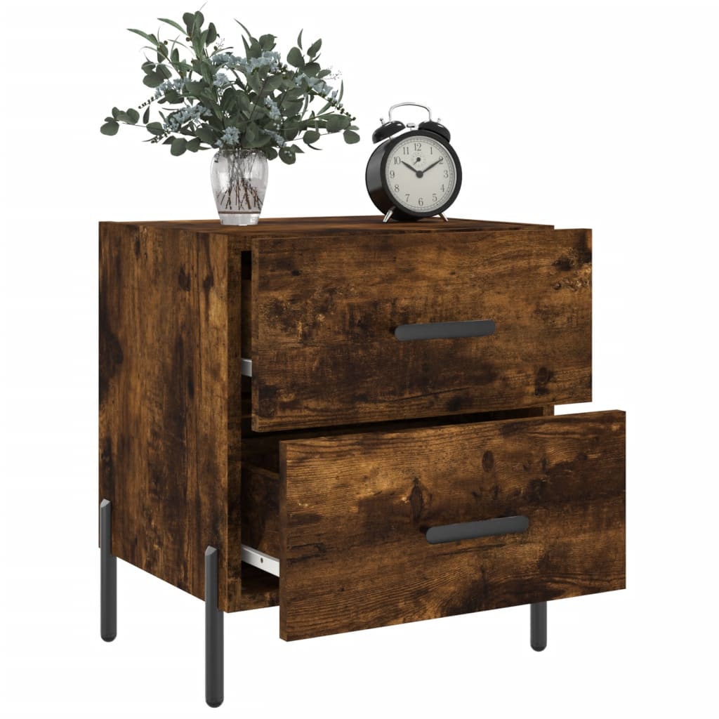 Tables de chevet 2 pcs. chêne fumé 40x35x47,5 cm matériau bois