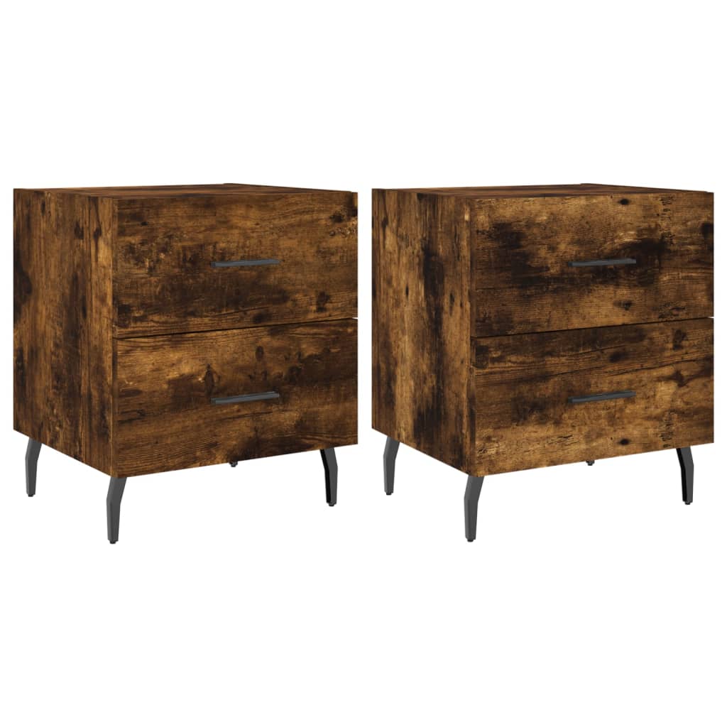 Tables de chevet 2 pcs. chêne fumé 40x35x47,5 cm matériau bois
