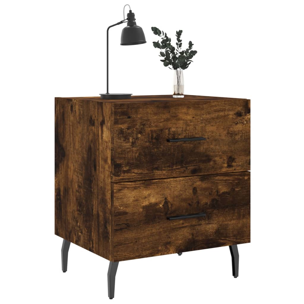 Tables de chevet 2 pcs. chêne fumé 40x35x47,5 cm matériau bois
