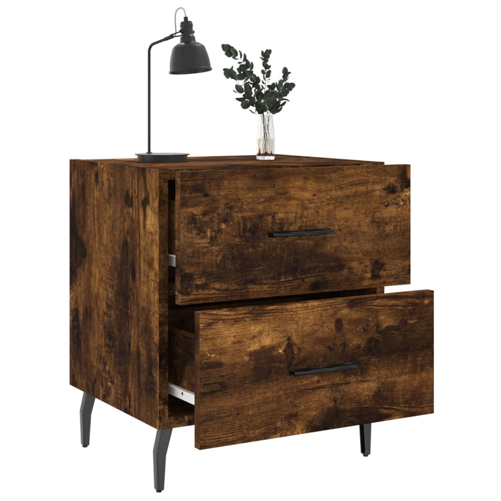 Tables de chevet 2 pcs. chêne fumé 40x35x47,5 cm matériau bois