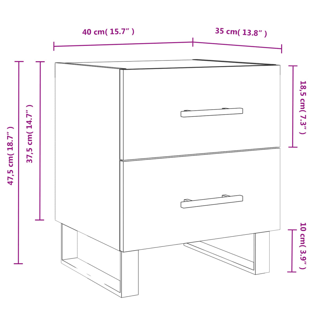 Nachttisch Betongrau 40x35x47,5 cm Holzwerkstoff