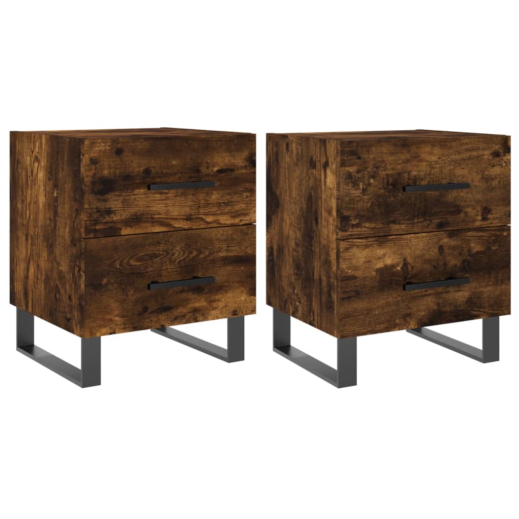 Tables de chevet 2 pcs. chêne fumé 40x35x47,5 cm matériau bois