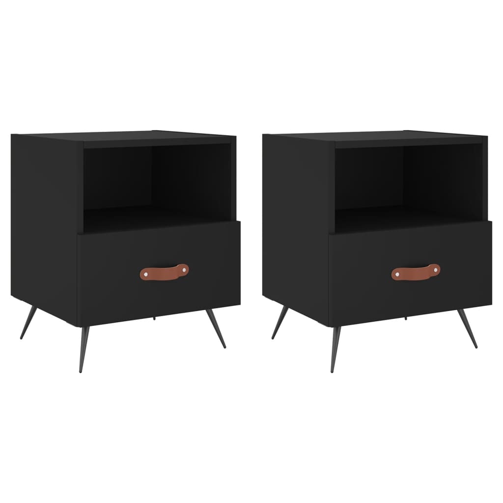 Tables de chevet 2 pcs. Noir 40x35x47,5 cm en bois