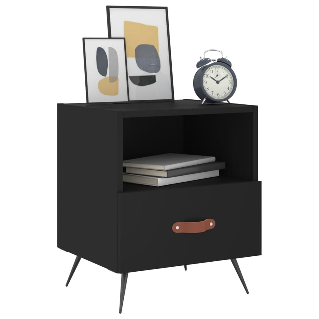 Tables de chevet 2 pcs. Noir 40x35x47,5 cm en bois