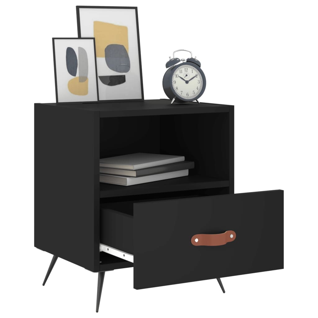 Tables de chevet 2 pcs. Noir 40x35x47,5 cm en bois