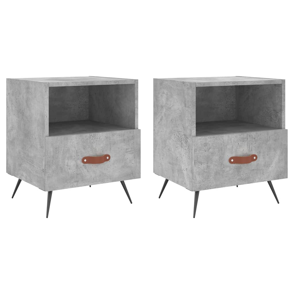 Bedside tables 2 pcs. Concrete grey 40x35x47.5 cm wood material