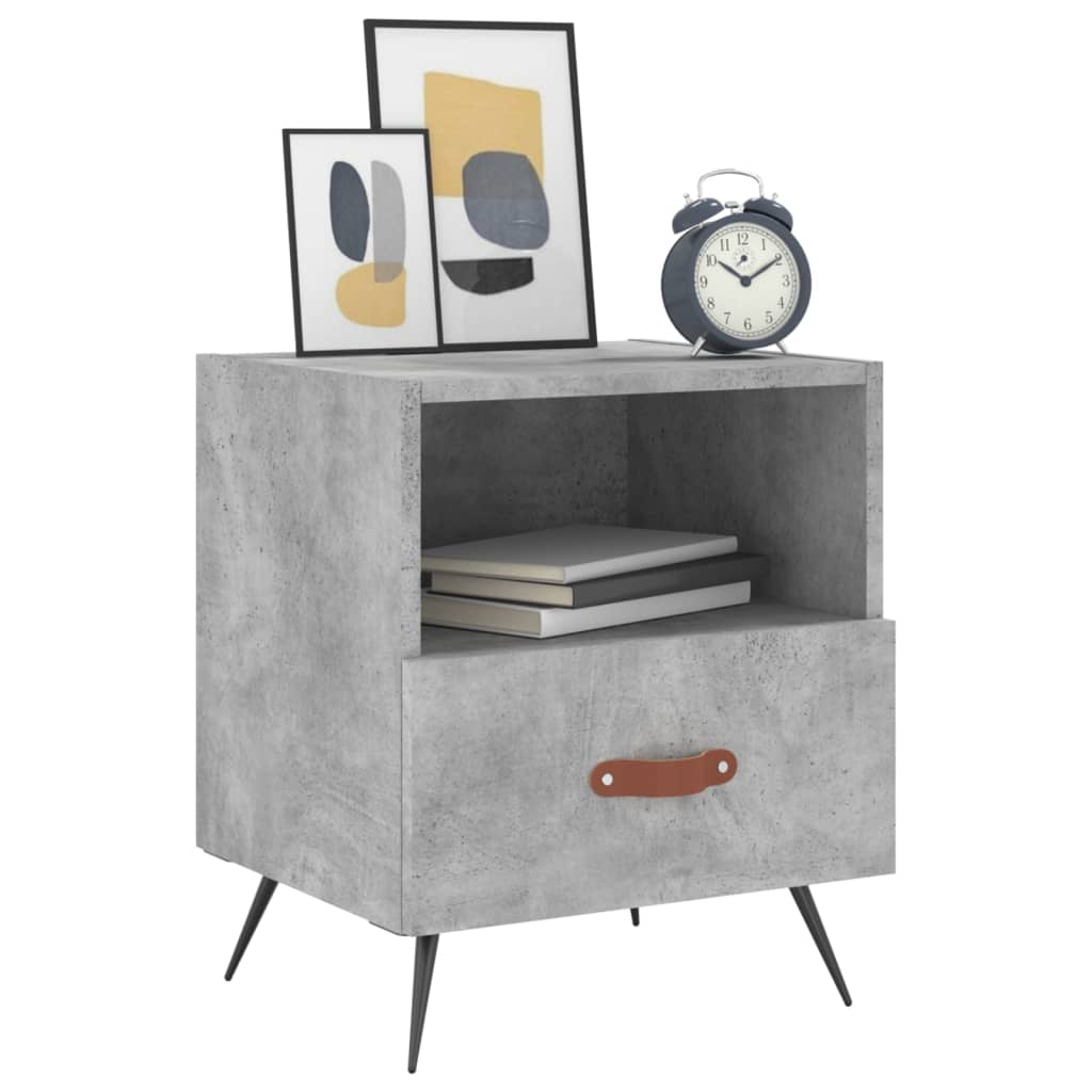 Bedside tables 2 pcs. Concrete grey 40x35x47.5 cm wood material