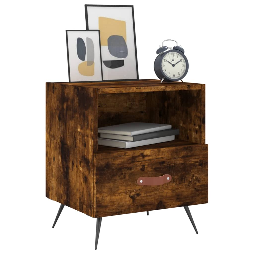 Bedside table smoked oak 40x35x47.5 cm wood material