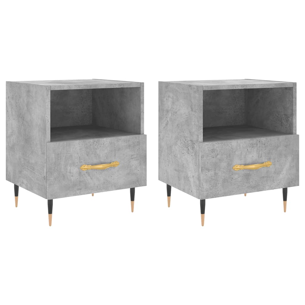 Bedside tables 2 pcs. Concrete grey 40x35x47.5 cm wood material