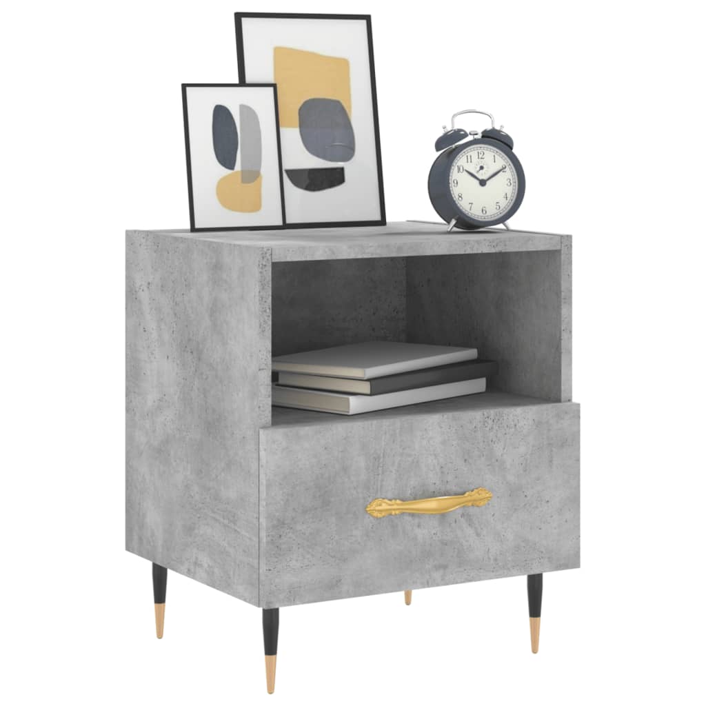 Bedside tables 2 pcs. Concrete grey 40x35x47.5 cm wood material