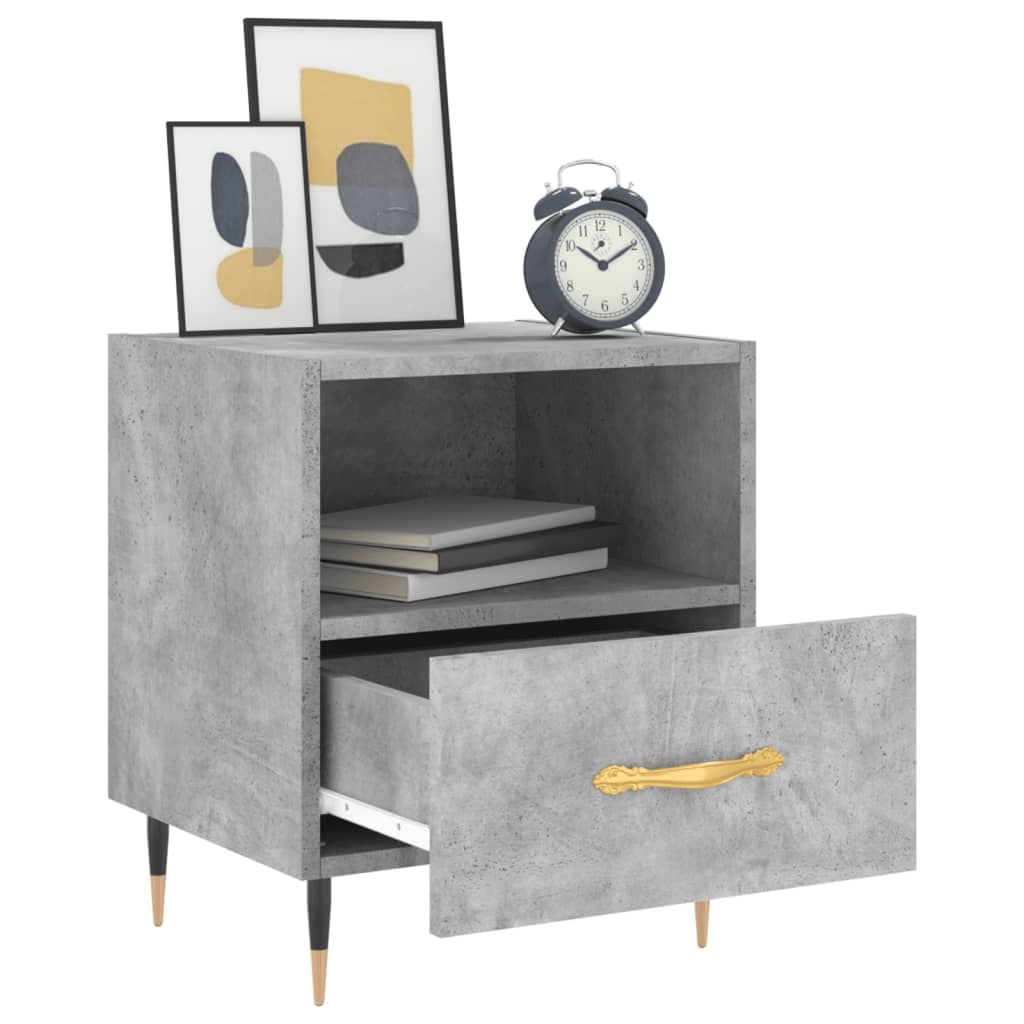 Bedside tables 2 pcs. Concrete grey 40x35x47.5 cm wood material