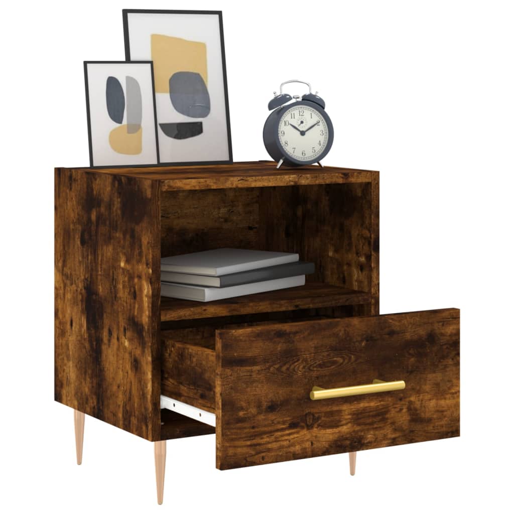 Bedside table smoked oak 40x35x47.5 cm wood material