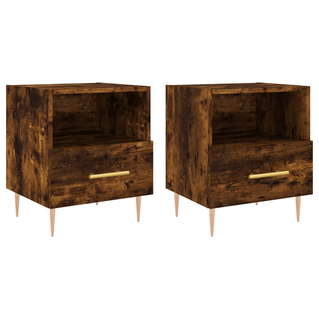 Tables de chevet 2 pcs. chêne fumé 40x35x47,5 cm matériau bois
