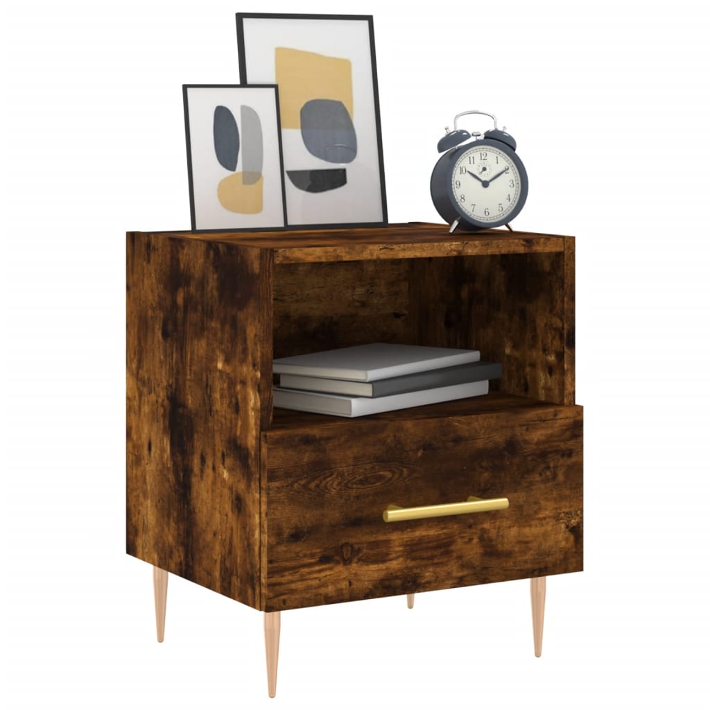Tables de chevet 2 pcs. chêne fumé 40x35x47,5 cm matériau bois