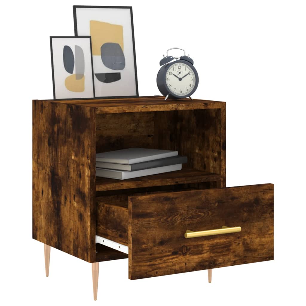 Tables de chevet 2 pcs. chêne fumé 40x35x47,5 cm matériau bois