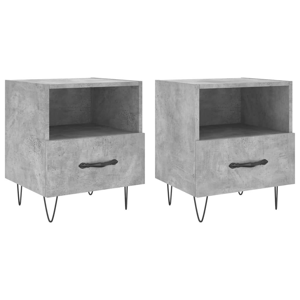 Bedside tables 2 pcs. Concrete grey 40x35x47.5 cm wood material