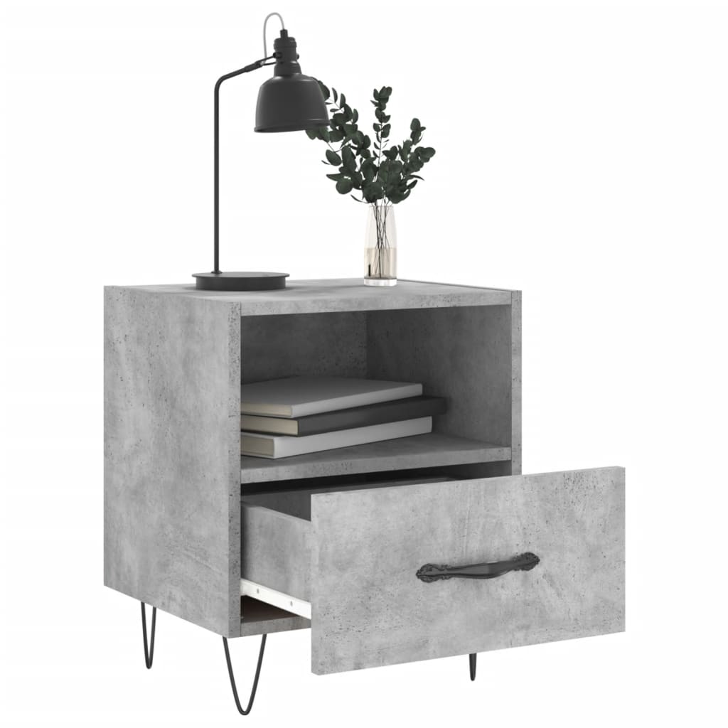 Bedside tables 2 pcs. Concrete grey 40x35x47.5 cm wood material