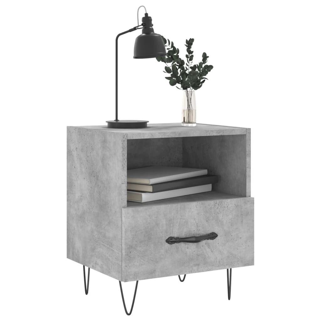 Bedside tables 2 pcs. Concrete grey 40x35x47.5 cm wood material