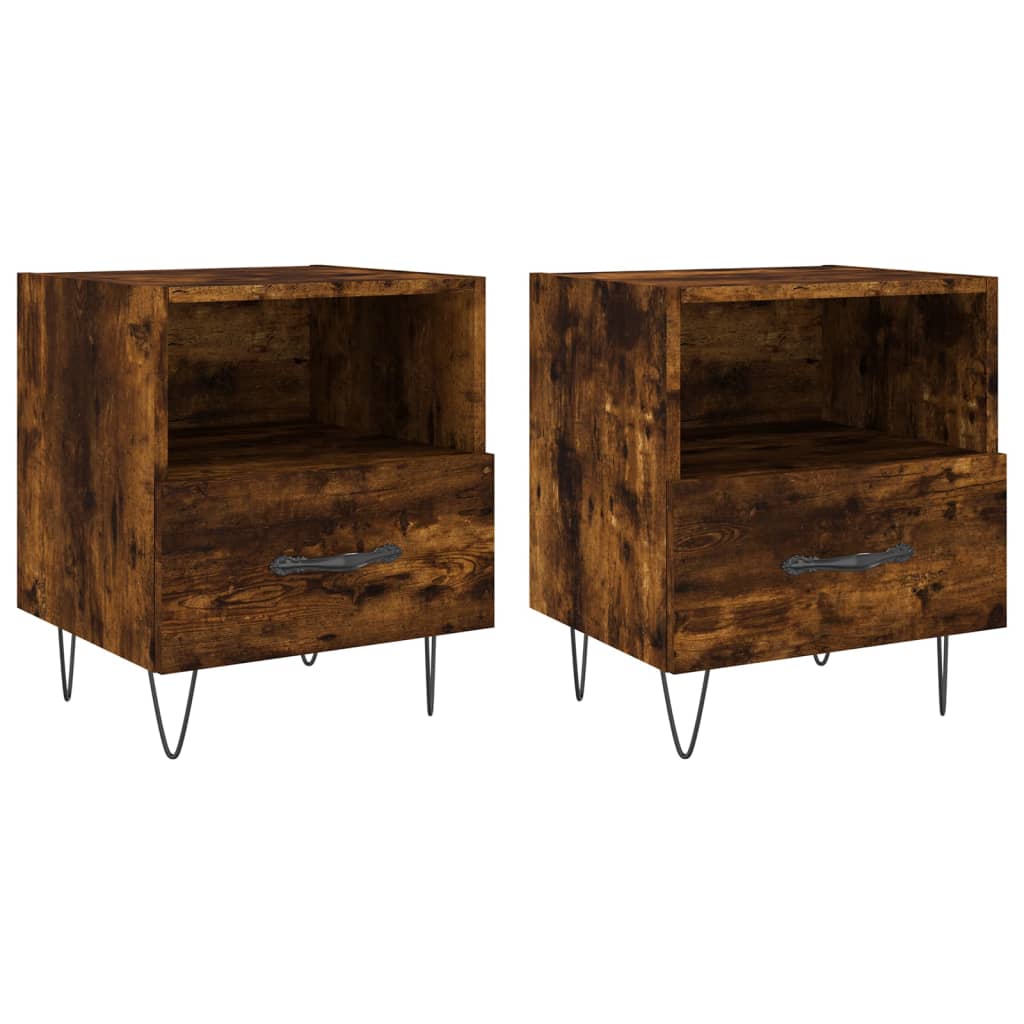 Tables de chevet 2 pcs. chêne fumé 40x35x47,5 cm matériau bois