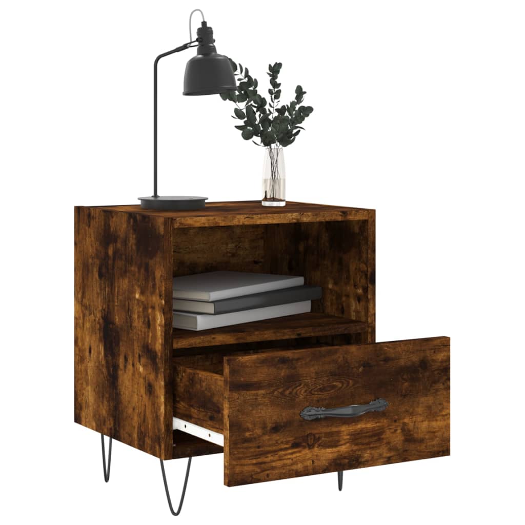 Tables de chevet 2 pcs. chêne fumé 40x35x47,5 cm matériau bois