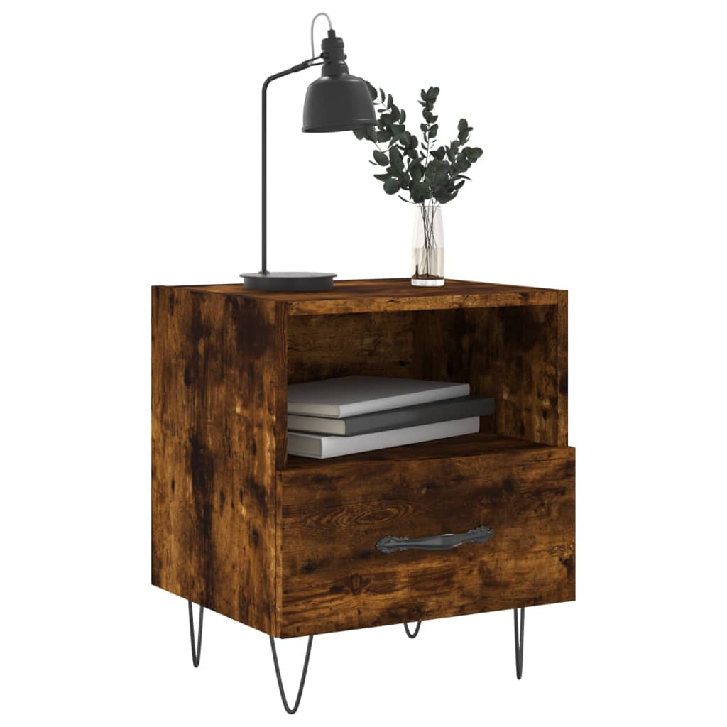 Tables de chevet 2 pcs. chêne fumé 40x35x47,5 cm matériau bois