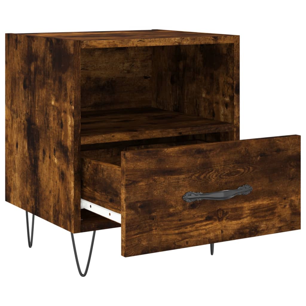 Tables de chevet 2 pcs. chêne fumé 40x35x47,5 cm matériau bois
