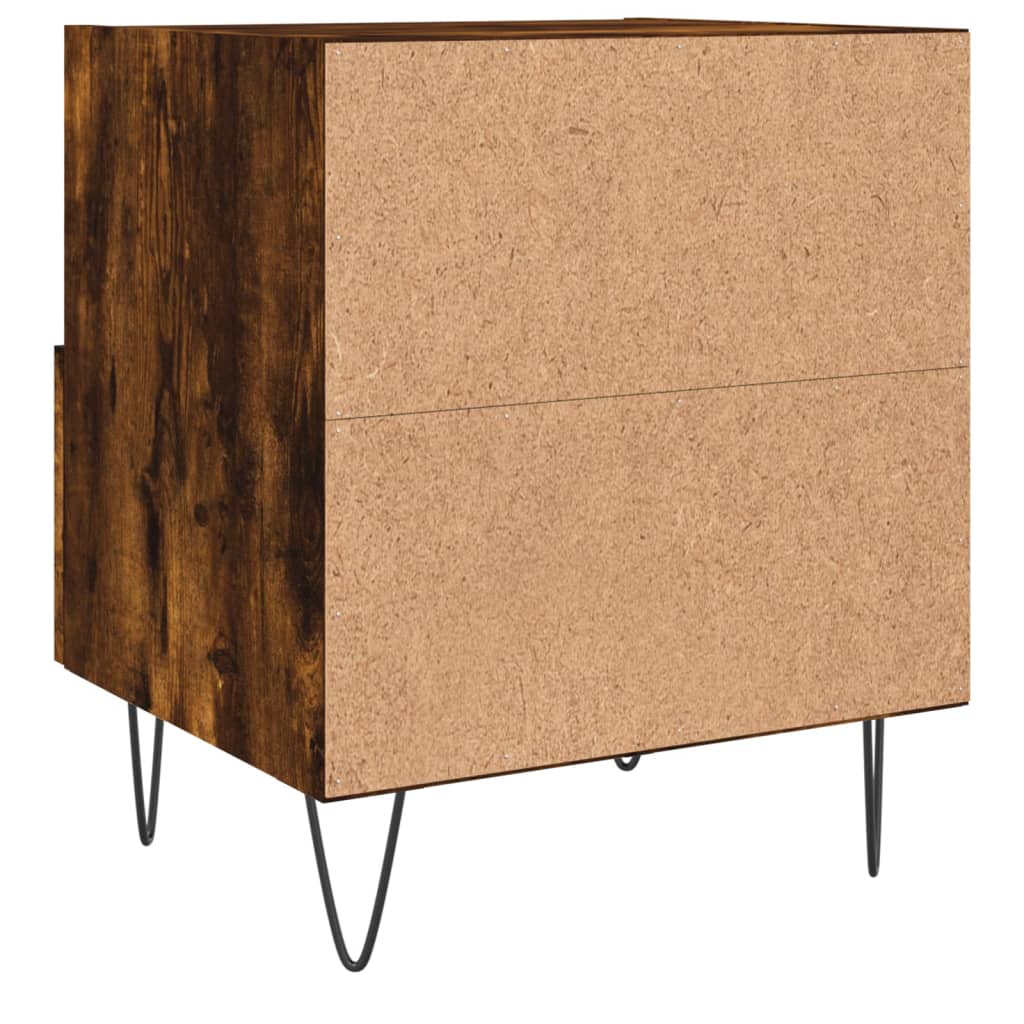 Tables de chevet 2 pcs. chêne fumé 40x35x47,5 cm matériau bois