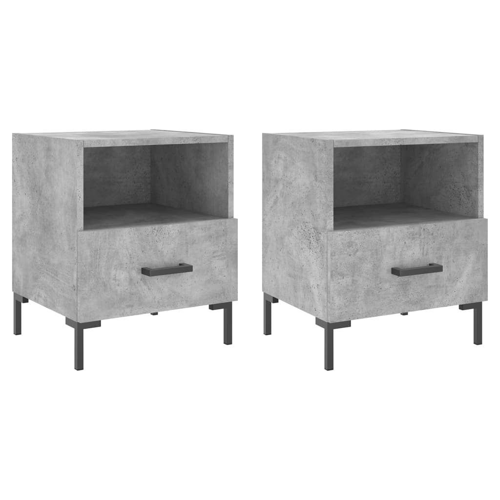 Bedside tables 2 pcs. Concrete grey 40x35x47.5 cm wood material