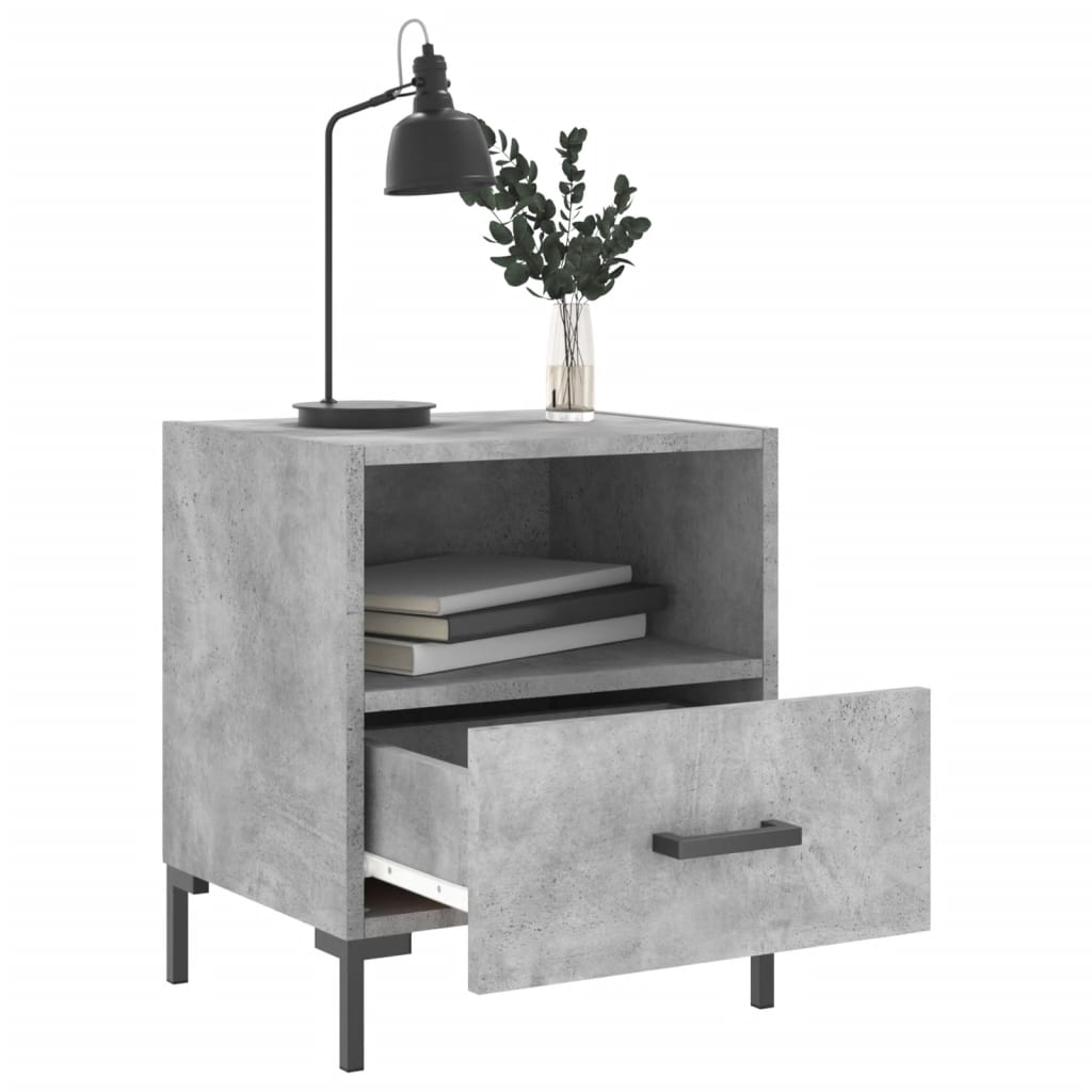 Bedside tables 2 pcs. Concrete grey 40x35x47.5 cm wood material