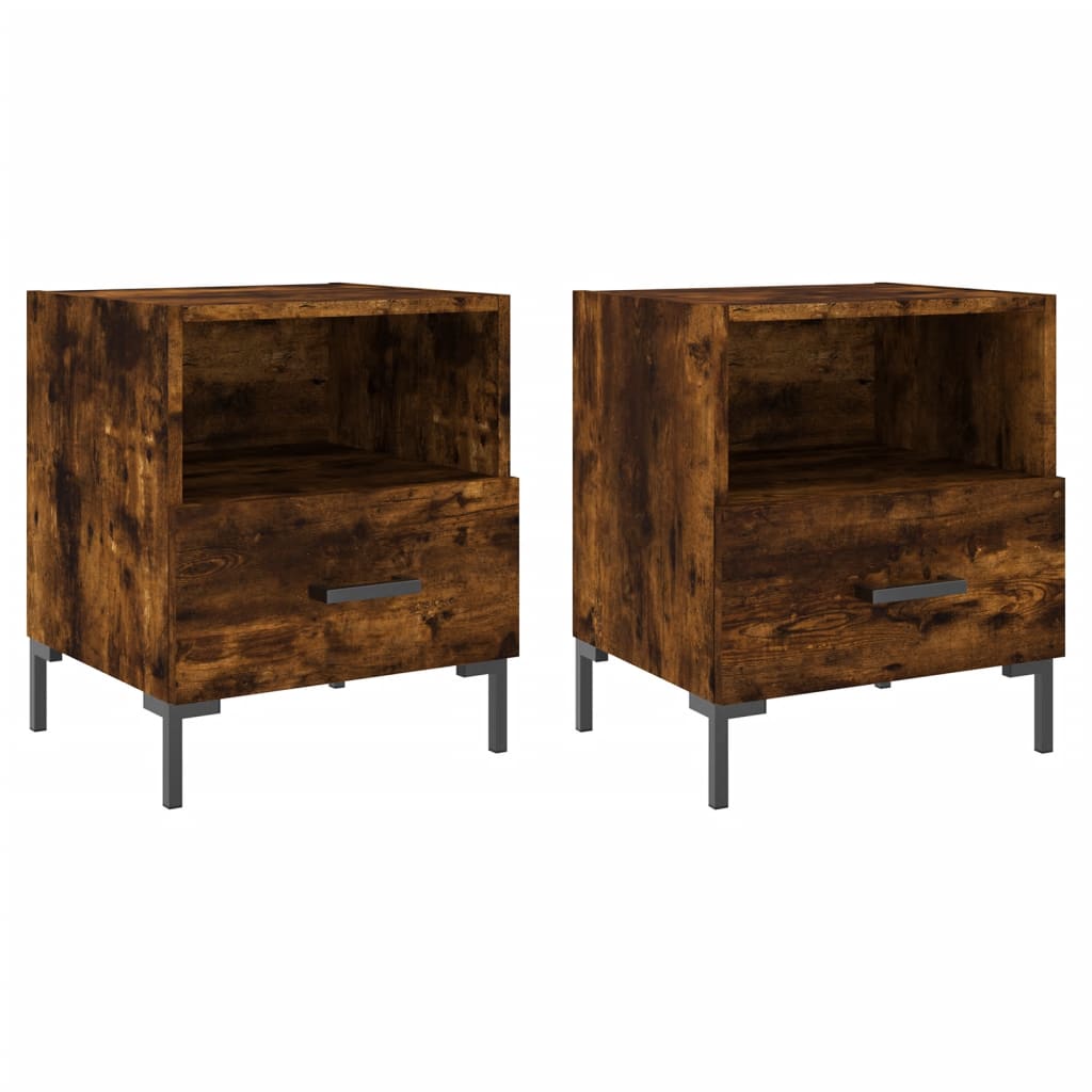 Tables de chevet 2 pcs. chêne fumé 40x35x47,5 cm matériau bois