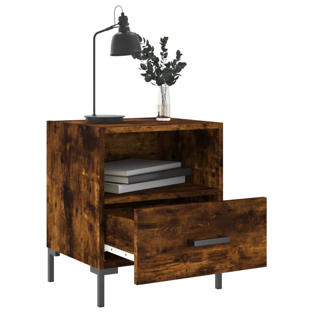 Tables de chevet 2 pcs. chêne fumé 40x35x47,5 cm matériau bois