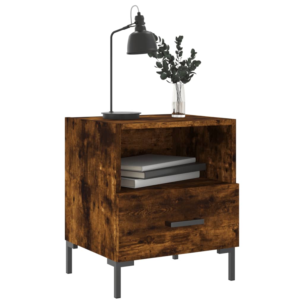 Tables de chevet 2 pcs. chêne fumé 40x35x47,5 cm matériau bois