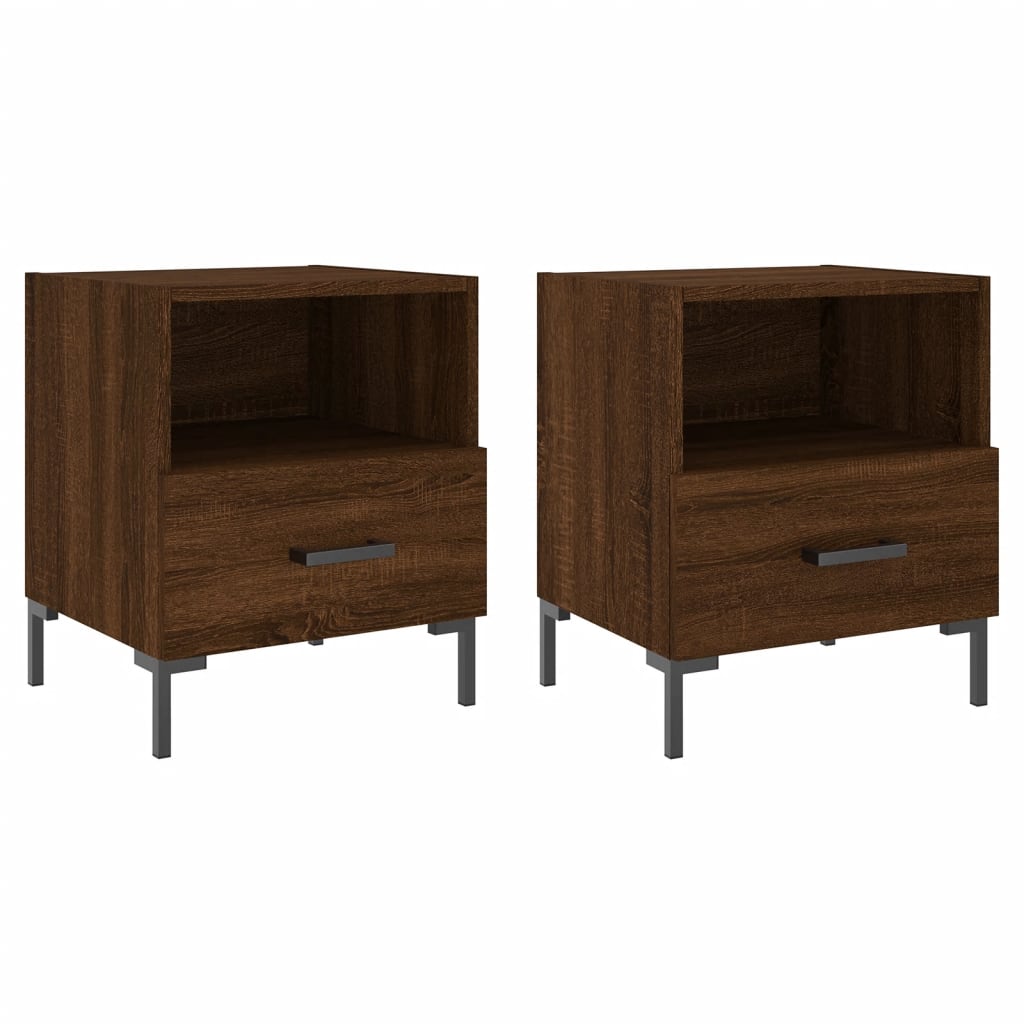 Tables de chevet 2pcs. Aspect chêne brun 40x35x47,5cm matériau bois